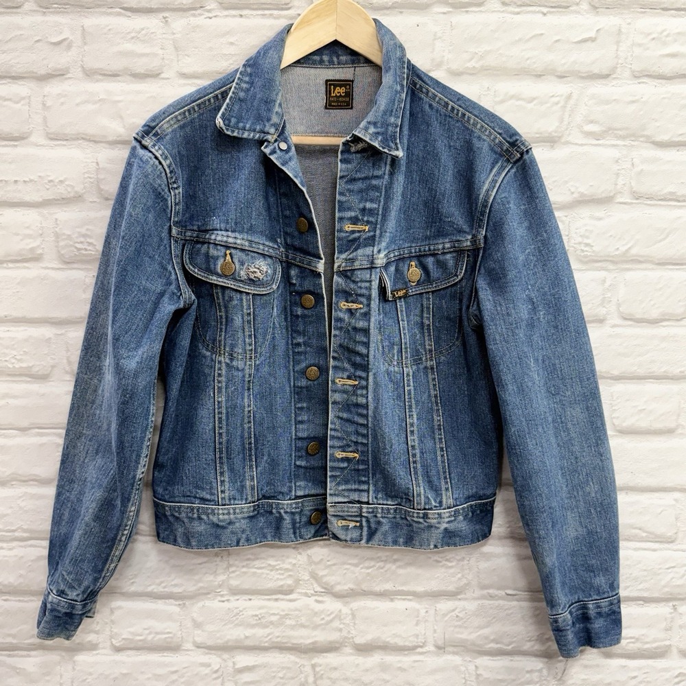 Vtg 70s 80's Lee Rider Blue Denim Jean Jacket Trucker Style USA Woman's Sz S / M
